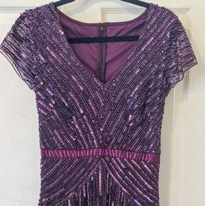 Adrianna Papell Purple Beaded Gown, Sz 4